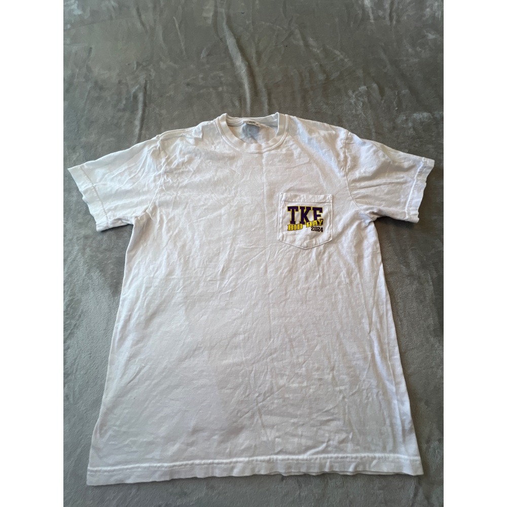 Comfort Colors Lsu T-Shirt Mens Medium White TKE Bid Day 2024 Pocket Tee